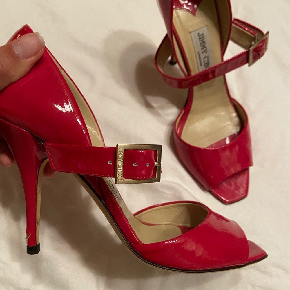 Jimmy Choo hot pink strappy heel, barely ever worn - Picture 4 of 5